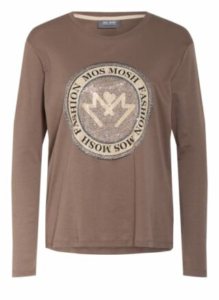 Mos Mosh Longsleeve Leah Mit Schmucksteinbesatz beige