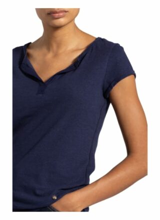Mos Mosh T-Shirt Troy Mit Leinen blau