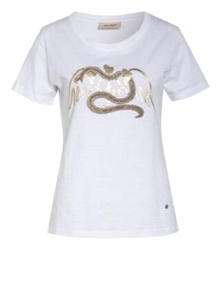 Mos Mosh T-Shirt Vee Mit Schmucksteinbesatz weiss
