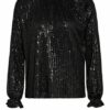 Mrs & Hugs Blusenshirt Mit Paillettenbesatz schwarz