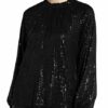 Mrs & Hugs Blusenshirt Mit Paillettenbesatz schwarz
