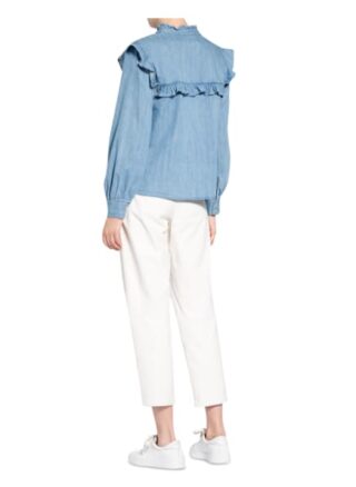 Mrs & Hugs Jeansbluse Mit Rüschenbesatz blau