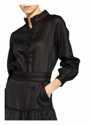 Mrs & HUGS Leinenbluse Damen, Schwarz