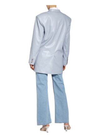 Nanushka Oversized-Blazer Evan In Lederoptik blau