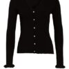 Neo Noir Strickjacke Mit Rüschenbesatz schwarz