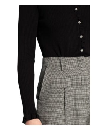 Neo Noir Strickjacke Mit Rüschenbesatz schwarz