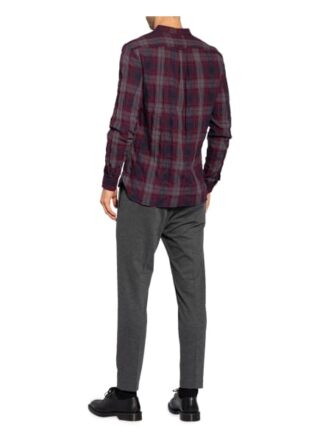 Nowadays Hemd Granddad Regular Fit Mit Stehkragen rot