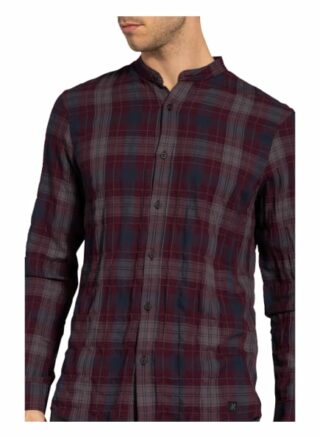 Nowadays Hemd Granddad Regular Fit Mit Stehkragen rot