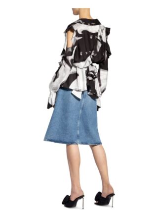 Off-White Blusenshirt Mit Volantbesatz grau