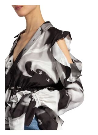 Off-White Blusenshirt Mit Volantbesatz grau