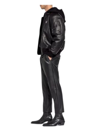 Off-White Arrow Lederblouson Herren, Schwarz