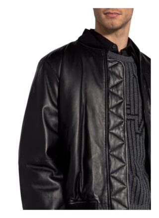 Off-White Lederblouson Arrow schwarz