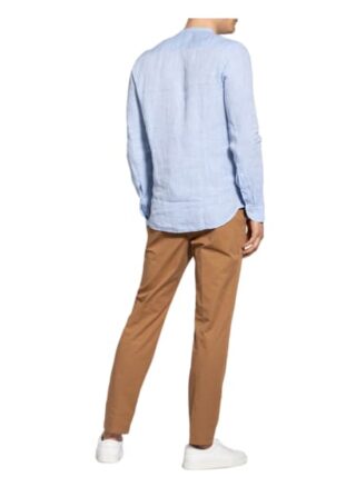 Olymp Leinenhemd Level Five Casual Body Fit Mit Stehkragen blau