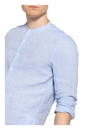 Olymp Leinenhemd Level Five Casual Body Fit Mit Stehkragen blau