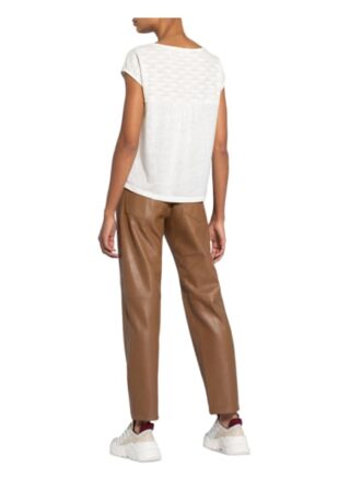 Opus T-Shirt Seymona Mit Leinen Im Materialmix weiss