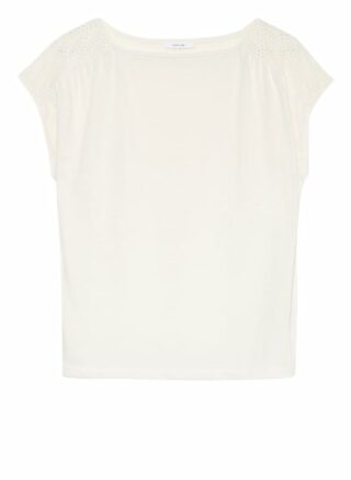 Opus Seymona T-Shirt mit Leinen Damen, Weiß