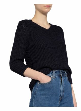 Oui Pullover Mit 3/4-Arm blau