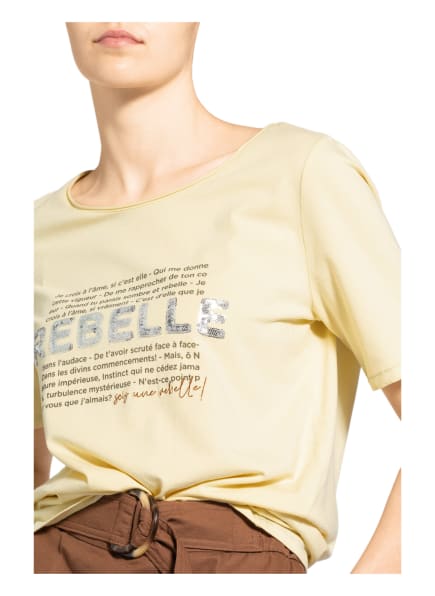 Oui T-Shirt Mit Paillettenbesatz gelb Oui T-Shirt Mit Paillettenbesatz gelb