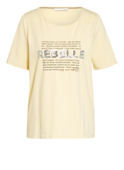 Oui T-Shirt Mit Paillettenbesatz gelb Oui T-Shirt Mit Paillettenbesatz gelb