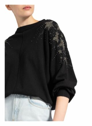 Patrizia Pepe Pullover Mit Schmucksteinbesatz schwarz