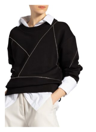 Patrizia Pepe Sweatshirt Mit Schmucksteinbesatz schwarz