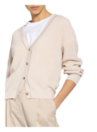 Peserico Strickjacke Mit Schmucksteinbesatz beige