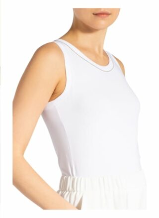 Peserico Top Mit Schmucksteinbesatz weiss
