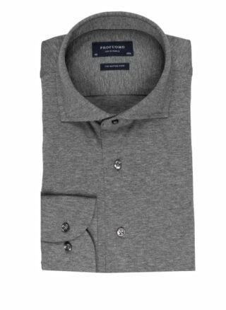 PROFUOMO The Knitted Shirt Jerseyhemd Slim Fit Herren, Grau