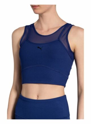 Puma Cropped-Top Studio Mit Mesh-Einsatz blau