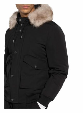 Reiss Jacke Cromwell Mit Kunstpelzbesatz schwarz