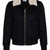 Reiss Jacke Rivet Mit Teddyfell-Besatz blau