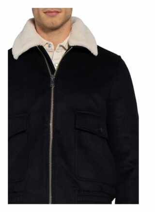 Reiss Jacke Rivet Mit Teddyfell-Besatz blau
