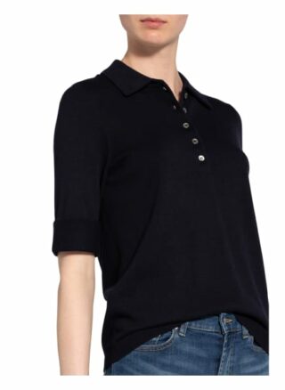 Repeat Strick-Poloshirt blau
