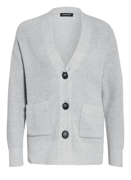 Repeat Strickjacke Mit Paillettenbesatz grau Repeat Strickjacke Mit Paillettenbesatz grau