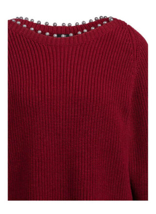 Riani Pullover Mit 3/4-Arm Und Perlenbesatz rot