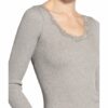 Rosemunde Longsleeve Babette Aus Seide Mit Spitzenbesatz grau