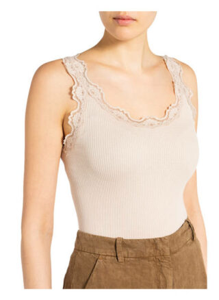 Rosemunde Seidentop Babette Mit Spitzenbesatz beige