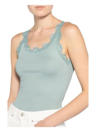 Rosemunde Seidentop Babette Mit Spitzenbesatz blau