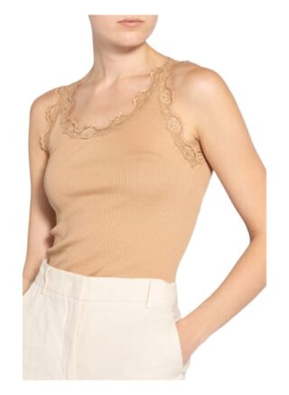 Rosemunde Seidentop Babette Mit Spitzenbesatz braun