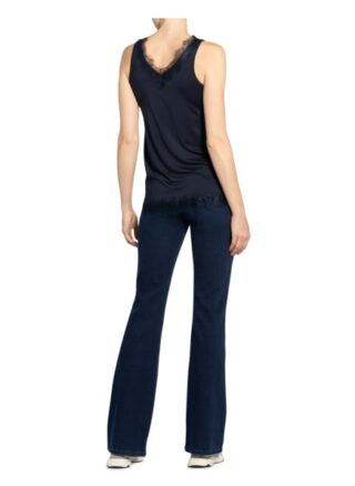 Rosemunde Top Mit Spitzenbesatz blau