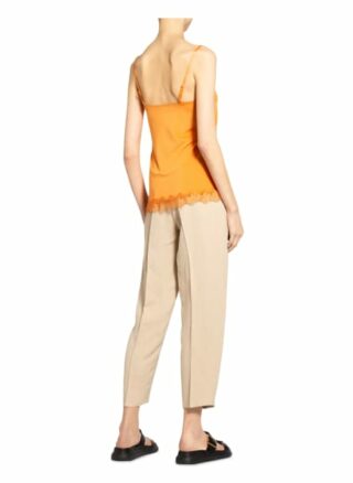 Rosemunde Top Mit Spitzenbesatz orange