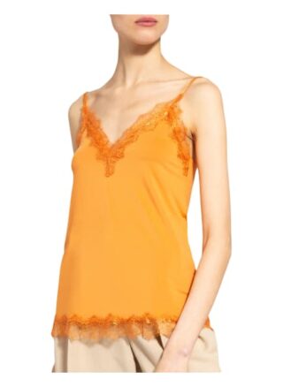 Rosemunde Top Mit Spitzenbesatz orange