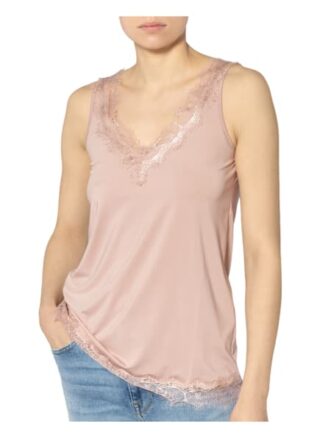 Rosemunde Top Mit Spitzenbesatz rosa
