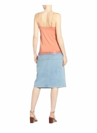 Rosemunde Top Mit Spitzenbesatz rot