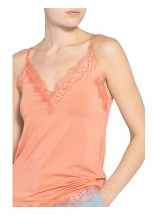 Rosemunde Top Mit Spitzenbesatz rot