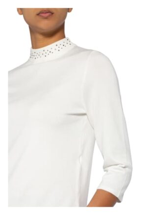S.Oliver Black Label Pullover Mit Schmucksteinbesatz weiss