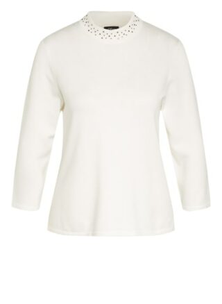 S.Oliver Black Label Pullover Mit Schmucksteinbesatz weiss