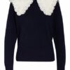 Sandro Pullover Mit Abnehmbarem Kragenbesatz blau