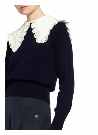 Sandro Pullover Mit Abnehmbarem Kragenbesatz blau