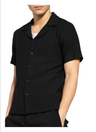 Sandro Strick-Resorthemd Slim Fit schwarz